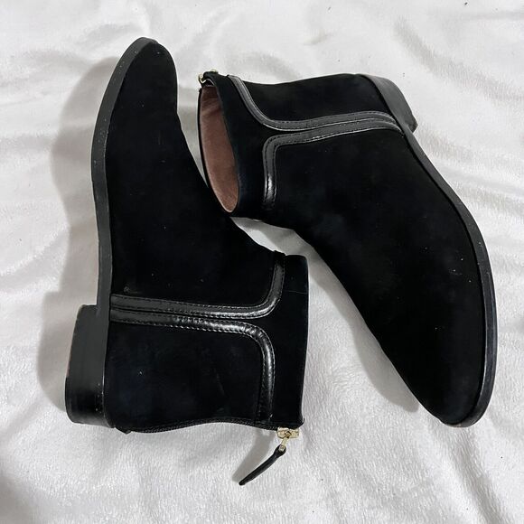 Louise Et Cie Black Leather Ankle Boots Size 7 M Modern Minimalist Contemporary - Picture 9 of 10